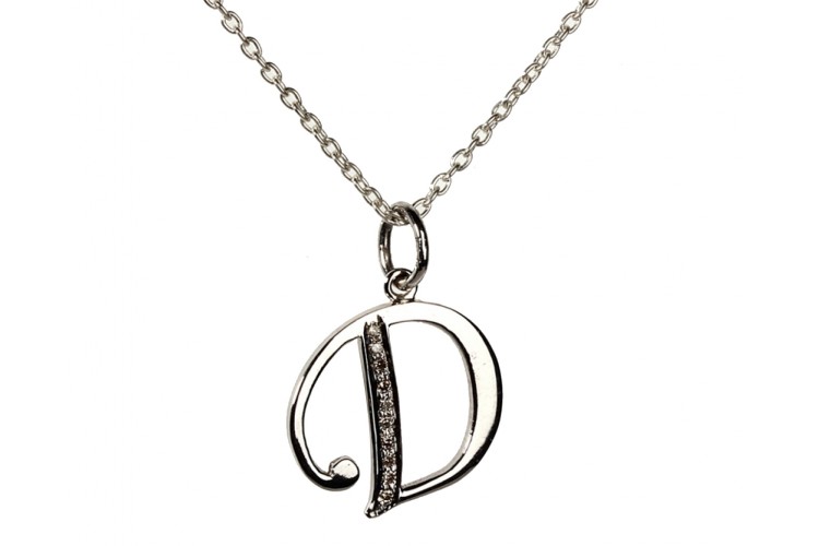 Alphabet D pendant with diamonds